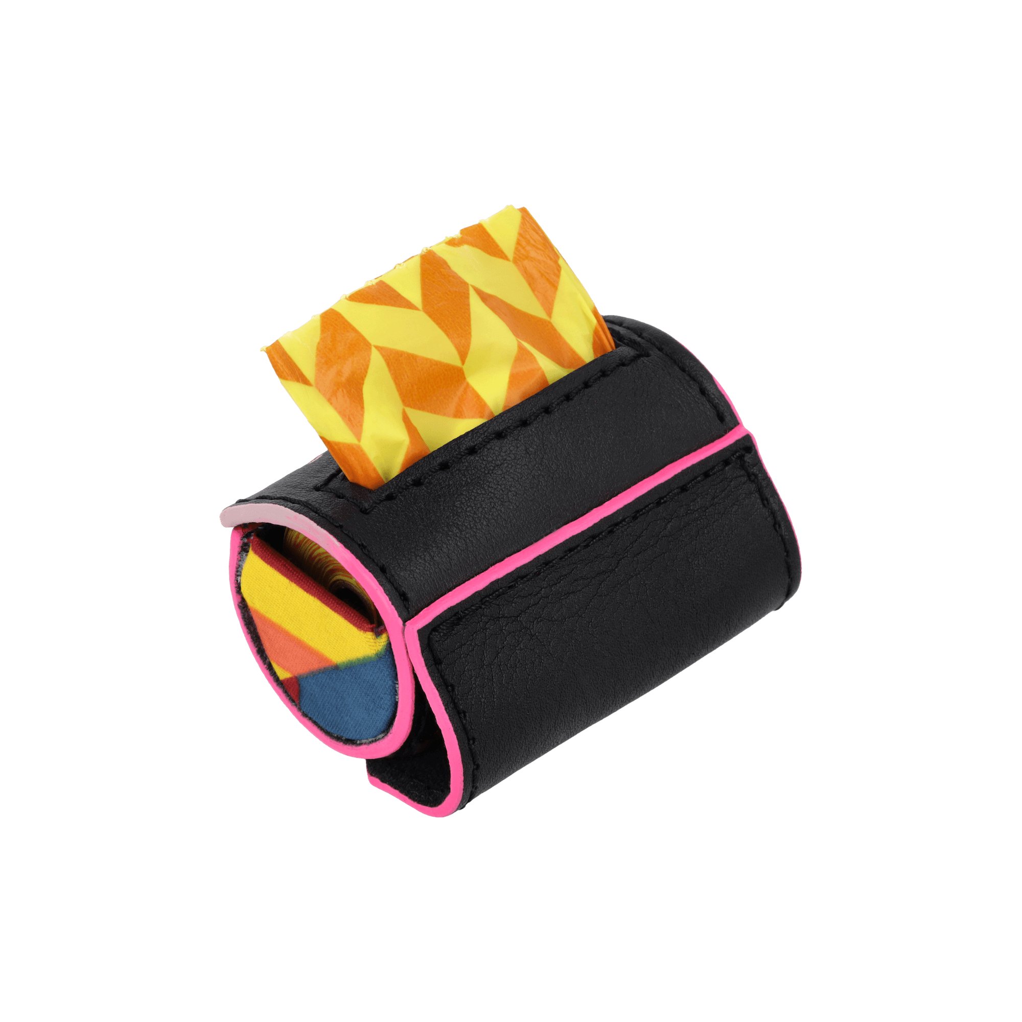 Clip-On Poo Bag Holder | Black Pink Edge