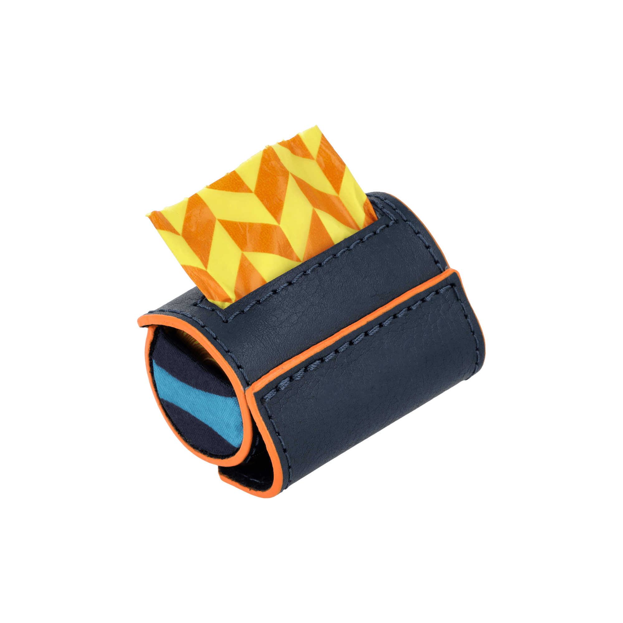 Clip-On Poo Bag Holder | Navy Orange Edge