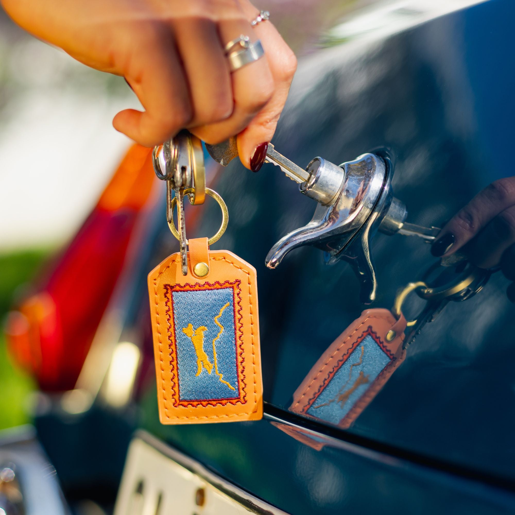 Embroidered Keyring | Apricot