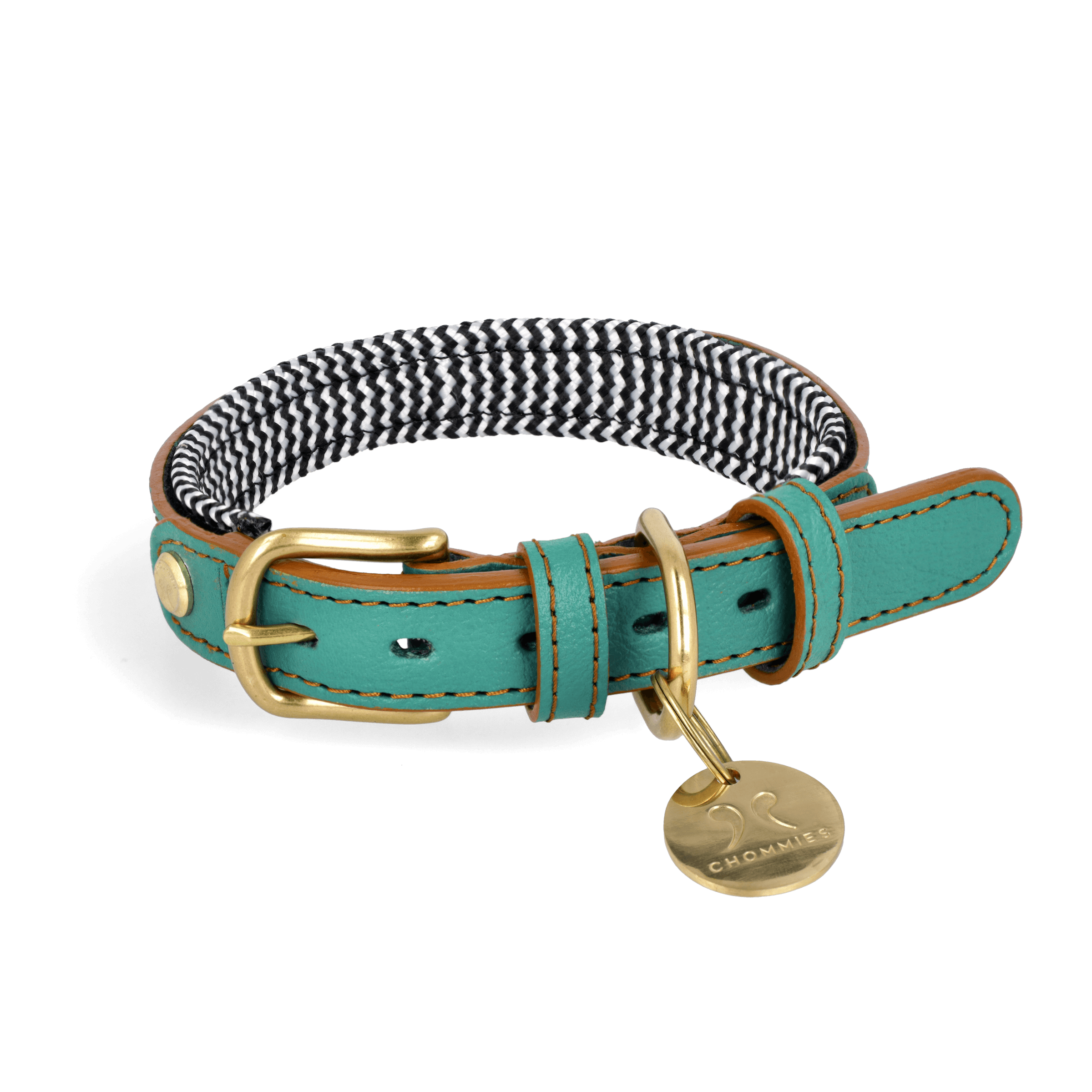 Adjustable Leather Dog Collar Green Shady