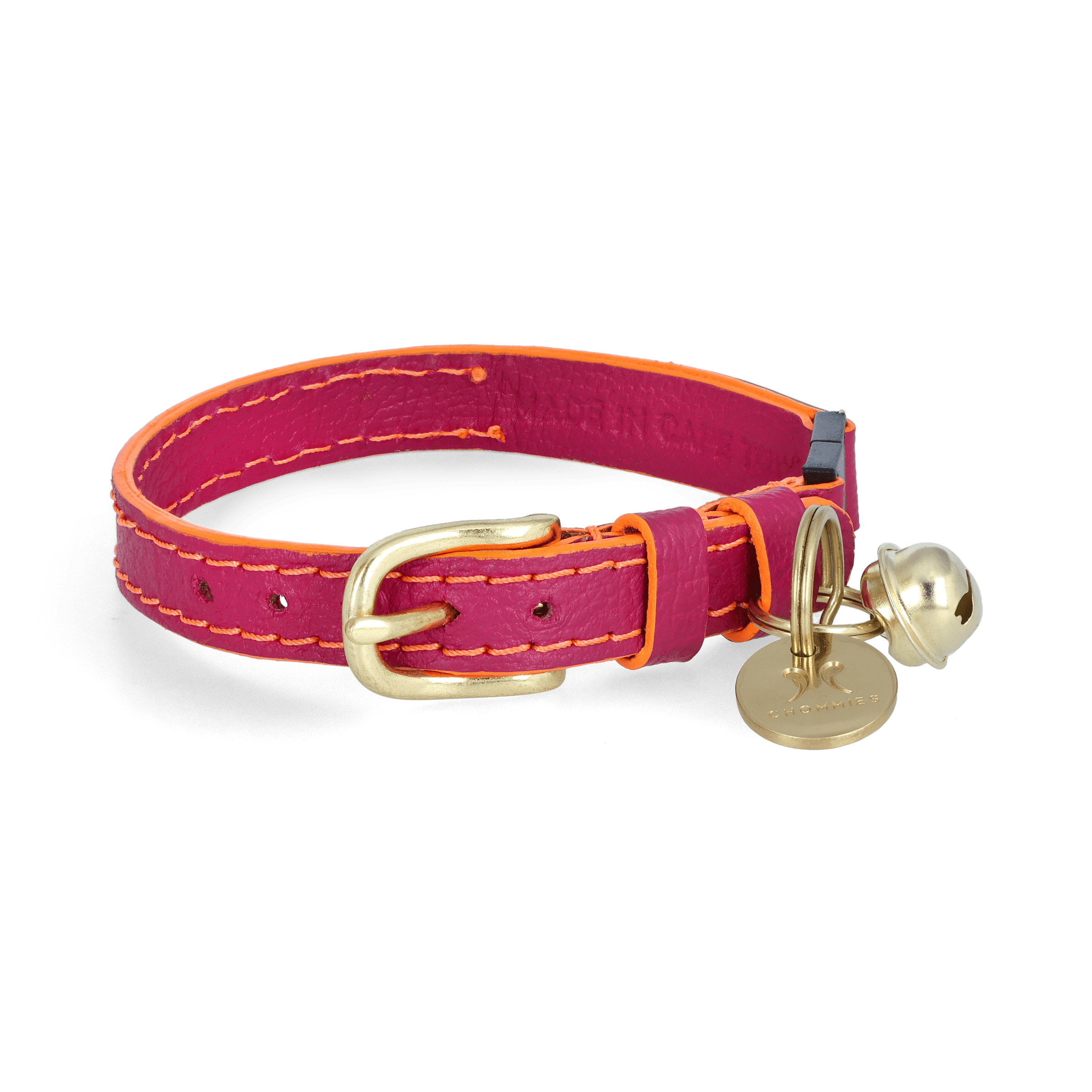 Adjustable Quick Release Leather Cat Collar Pink Lizzo Chommies