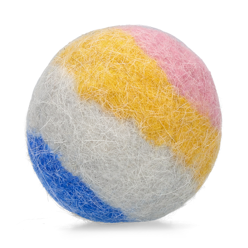 Woollen Cat Ball with Bell & Catnip | Rainbow