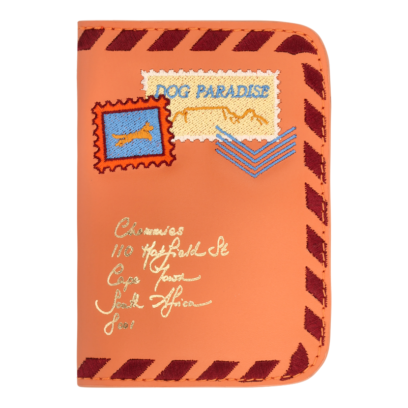 Embroidered Passport Holder | Apricot
