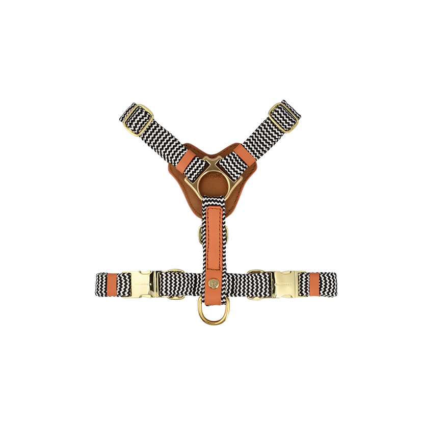 Adjustable Leather Dog Harness | Apricot