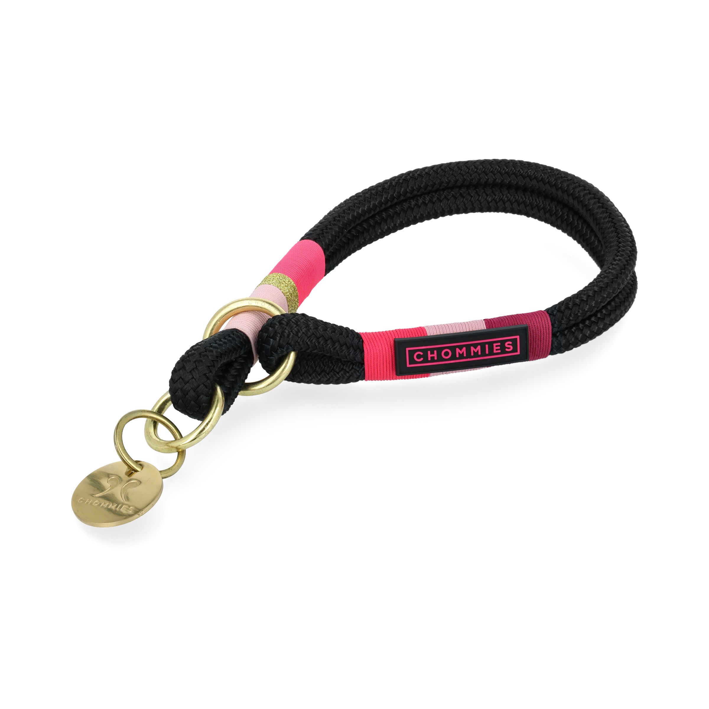 O-Ring Choker Dog Collar | Pink Acid on Black